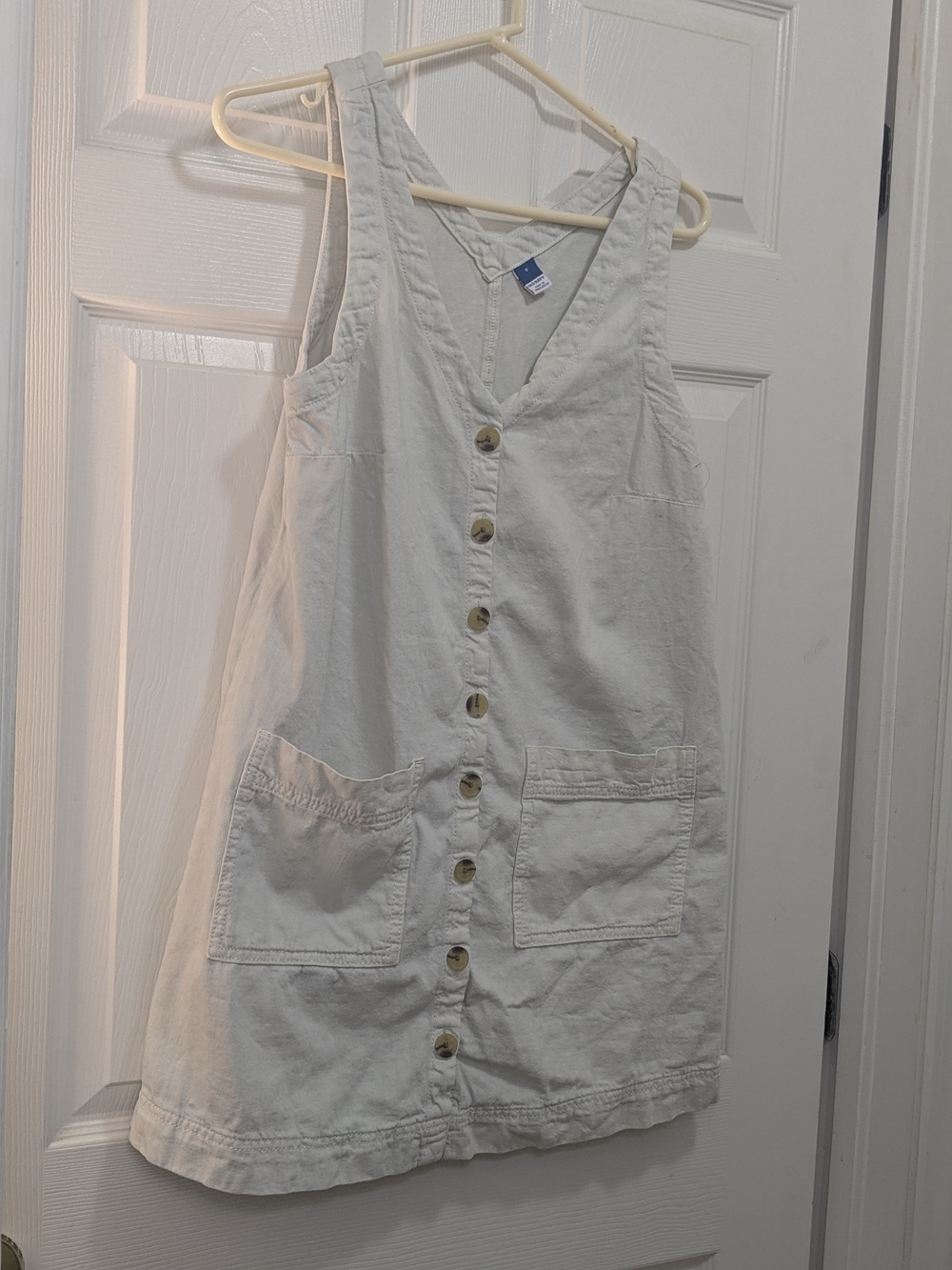 Old Navy Cream Button-Front Sleeveless Mini Dress